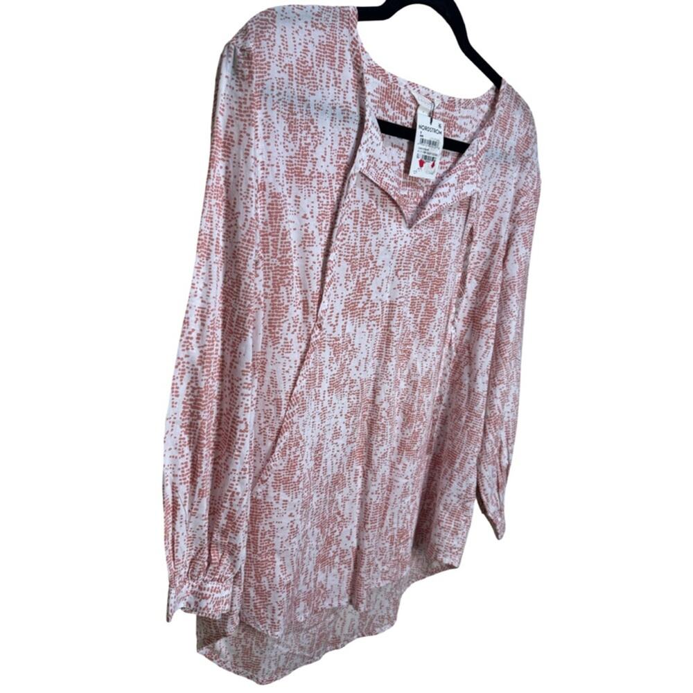 Caslon White & Pink Desert Texture Peasant Top Size S - Picture 3 of 6